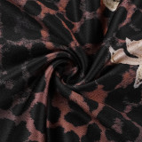 Leopard Print Suspender Dress with Hip Wrap Skirt