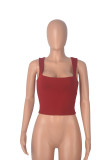 Casual Solid Color Tight Fitting Bottom Top