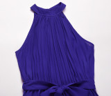 Hanging Neck Sleeveless Pleated Jumpsuit Wide Leg Pants