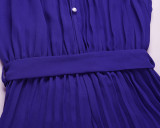 Hanging Neck Sleeveless Pleated Jumpsuit Wide Leg Pants