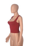Casual Solid Color Tight Fitting Bottom Top