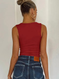 Casual Solid Color Tight Fitting Bottom Top