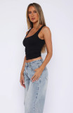 Casual Solid Color Tight Fitting Bottom Top