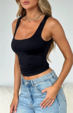 Casual Solid Color Tight Fitting Bottom Top