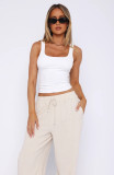 Casual Solid Color Tight Fitting Bottom Top