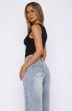 Casual Solid Color Tight Fitting Bottom Top