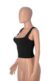 Casual Solid Color Tight Fitting Bottom Top