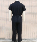 Loose single breasted waistband jumpsuit