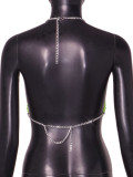 Faux Rhinestone Body Chain Tassel Vest