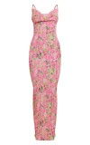 Printed Pleated Slim Fit Camisole Dress