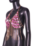 Jewel Splicing Metal Chain Tassel Chain Hanging Neck Vest