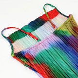 Printed Pleated Slim Fit Camisole Dress