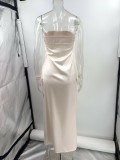 Bra Wrapped Satin Positioning Printed Dress