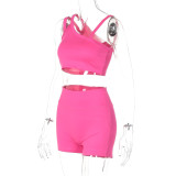 Solid Color Suspender Yoga Fitness Set