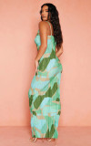 Printed Pleated Slim Fit Camisole Dress