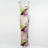 Printed Pleated Slim Fit Camisole Dress