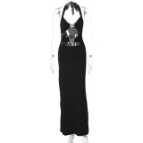 Metal Butterfly Sexy Hollow Hanging Neck Dress