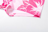 Sleeveless Wrapped Chest and Backless Printed High Waisted and Buttocks Shorts Set