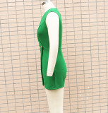 Solid Color Deep V-neck Commuting Jumpsuit Shorts