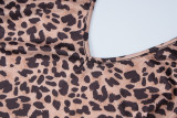 Leopard Print Sexy V-neck Backless Slim Fit Hanging Neck Jumpsuit