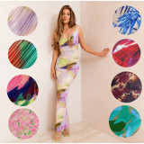 Printed Pleated Slim Fit Camisole Dress