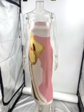 Bra Wrapped Satin Positioning Printed Dress