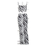 Printed Bra and Suspender Top Slim Fit Skirt Set