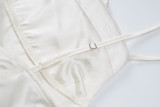 Solid Satin Sexy Backless Suspender Dress