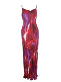 Printed Pleated Slim Fit Camisole Dress