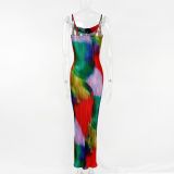 Printed Pleated Slim Fit Camisole Dress