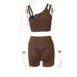 Solid Color Suspender Yoga Fitness Set