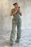 Hooded Casual Stretch Nostalgic Jumpsuit