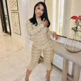 Open Back Long Sleeved Capris Jumpsuit