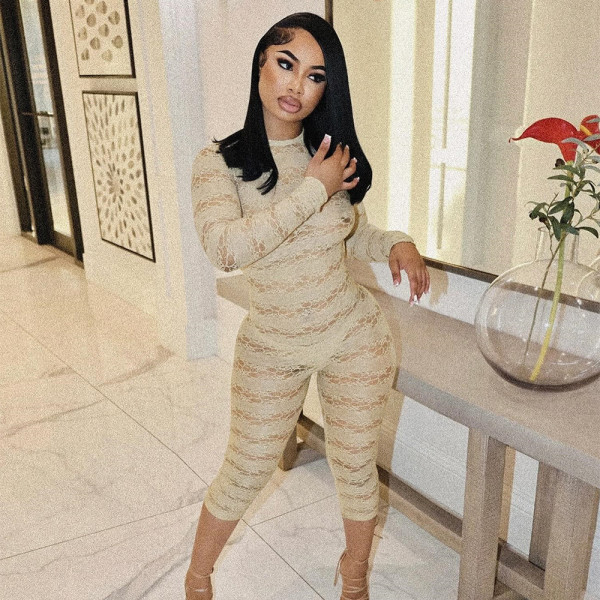 Open Back Long Sleeved Capris Jumpsuit