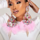 Exaggerated Feather Earrings and Tassel Earrings