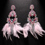 Exaggerated Feather Earrings and Tassel Earrings