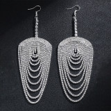 Multi Layered Tassel Earrings with Exaggerated Rhinestone Earrings