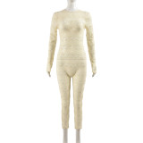 Open Back Long Sleeved Capris Jumpsuit