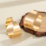 Gold Glossy C-shaped Earrings Luxurious and Niche Geometric Earrings