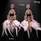 Exaggerated Feather Earrings and Tassel Earrings