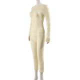 Open Back Long Sleeved Capris Jumpsuit