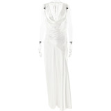 Open Back Sleeveless Long Skirt Satin Dress