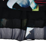 Suspender Dress V-neck Backless Printed Dress