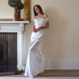 Open Back Sleeveless Long Skirt Satin Dress