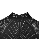 Solid Color Mesh Hot Diamond Feather Short Skirt Dress