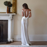 Open Back Sleeveless Long Skirt Satin Dress