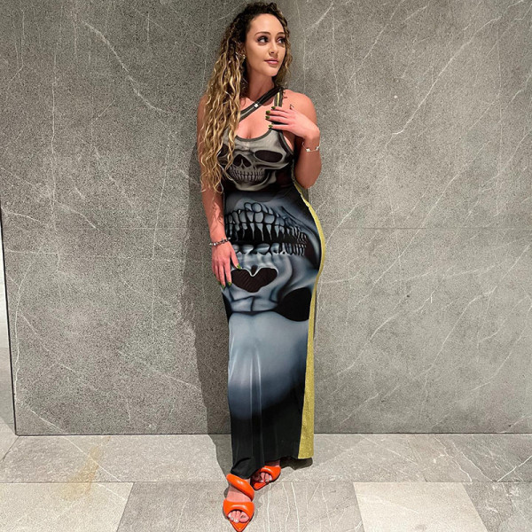 Printed Slim Fit Vest Dress