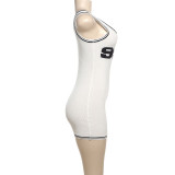 Tank Top Low Cut Knitted Tight Fitting Dress Short Skirt