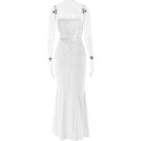 Hanging Strap Backless Tie Up Dress