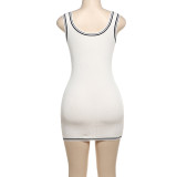 Tank Top Low Cut Knitted Tight Fitting Dress Short Skirt
